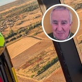 Dispositivo de búsqueda, este miércoles en las inmediaciones de Tábara. En el círculo, el octogenario.