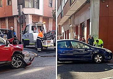Choca con otro coche y derriba un semáforo en el cruce de la calle Santa Lucía