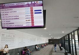 Panel informativo en la Estación de Autobuses de Palencia.