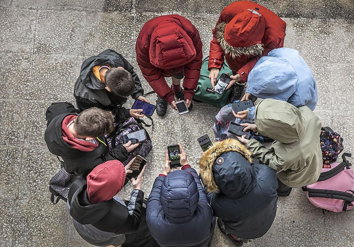 Un grupo de escolares navega por Internet y las redes sociales.