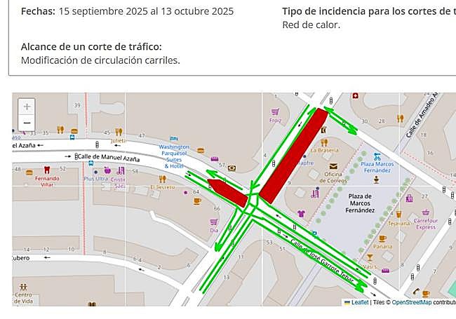 Croquis colgado en la web municipal informando de la modificación d los cortes en torno al cruce de la calle Ciudad de la Habana.