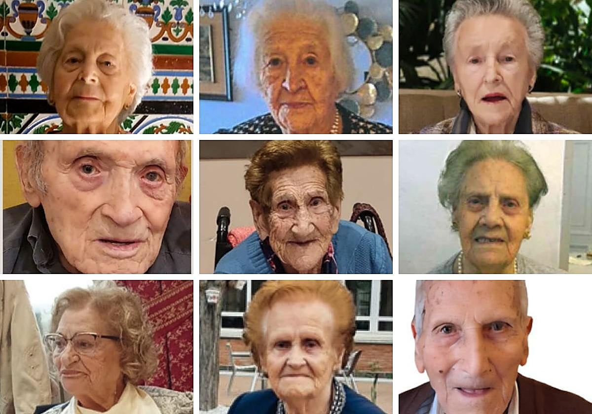 Los rostros de algunos de los 27 vecinos de Valladolid que este año cumplen los cien años.