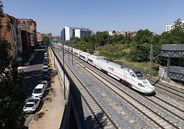 Un tren en las vías a la altura de la calle Hípica.