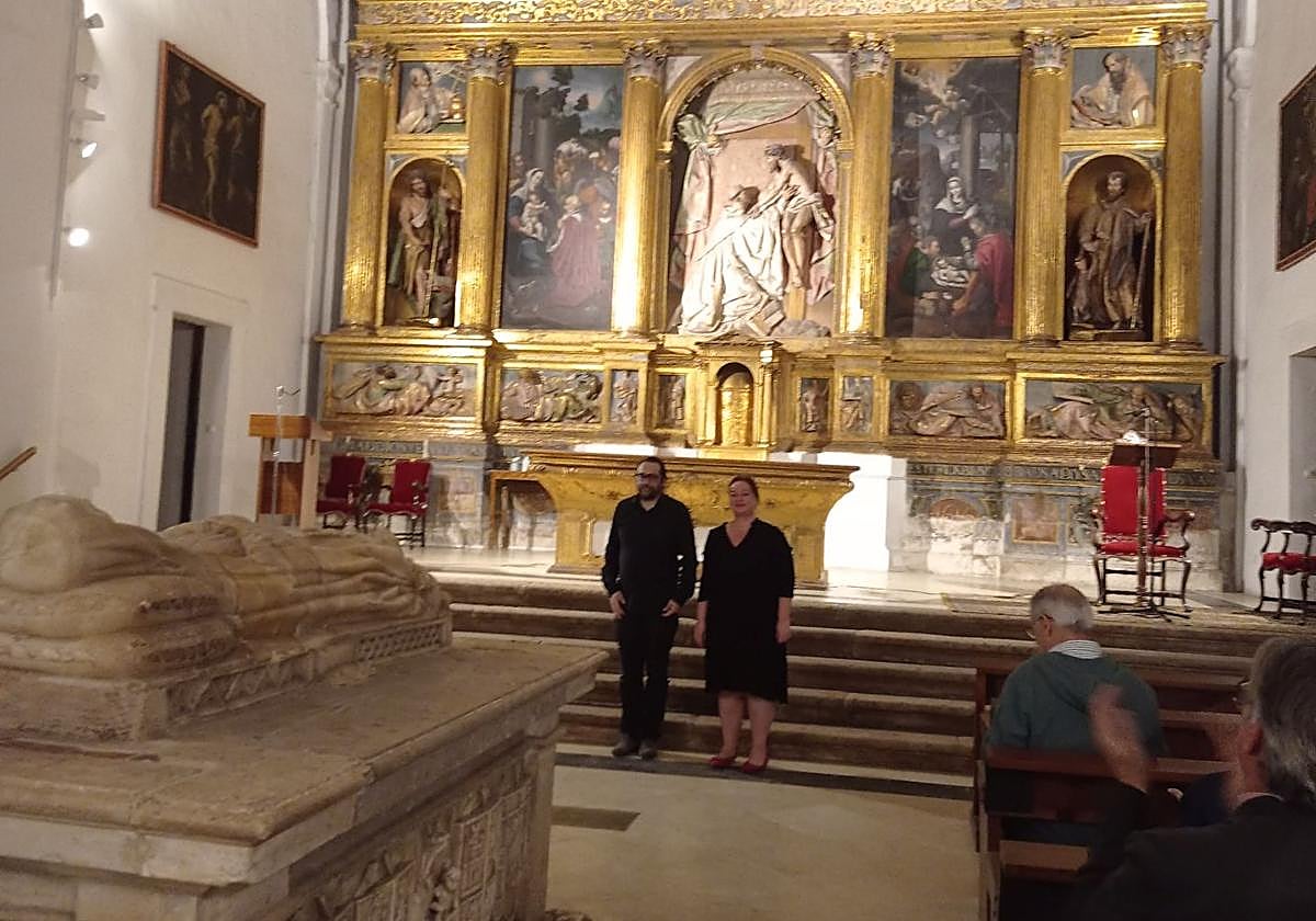 Juan María Pedrero y Mónica Melcova, en Las Huelgas tras el concierto.