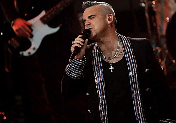 El cantante británico Robbie Williams, durante un concierto.