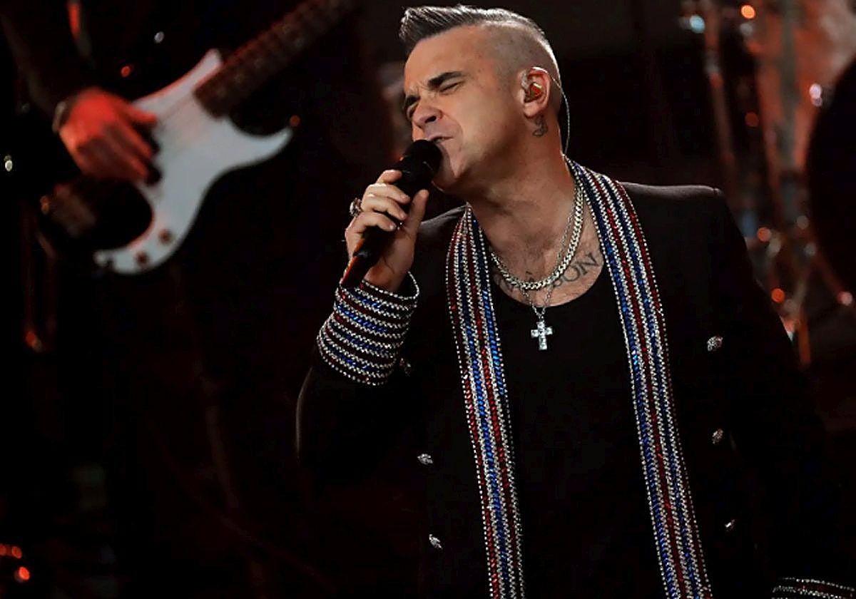 El cantante británico Robbie Williams, durante un concierto.