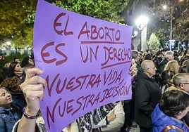 Cartel a favor del aborto en una manifestación.