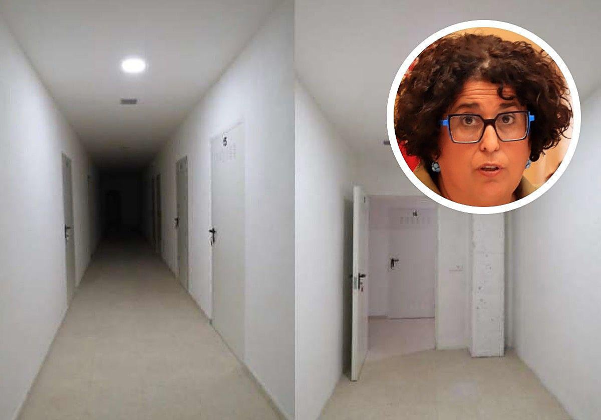 En grande, imagen de los trasteros; en pequeño, la concejala de Hacienda, Rosalía Serrano.