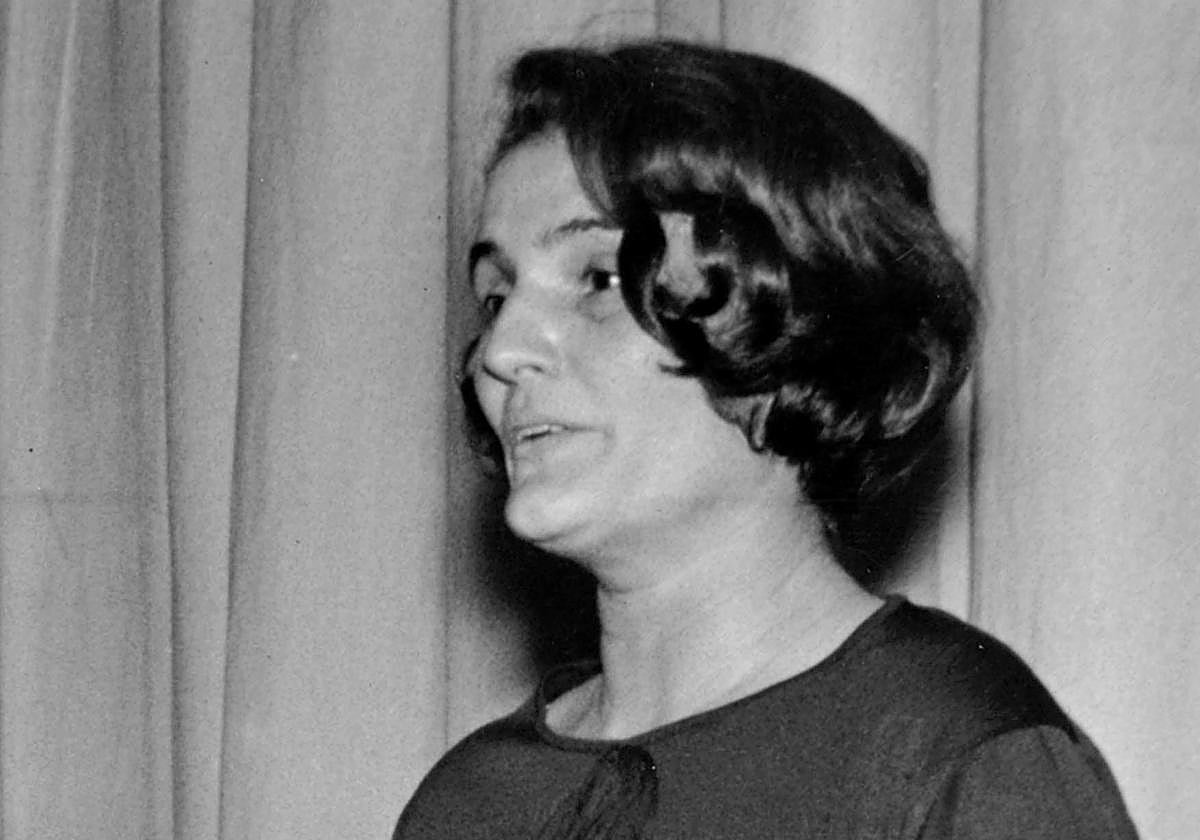 Carmen Laforet, durante una charla en Valladolid.