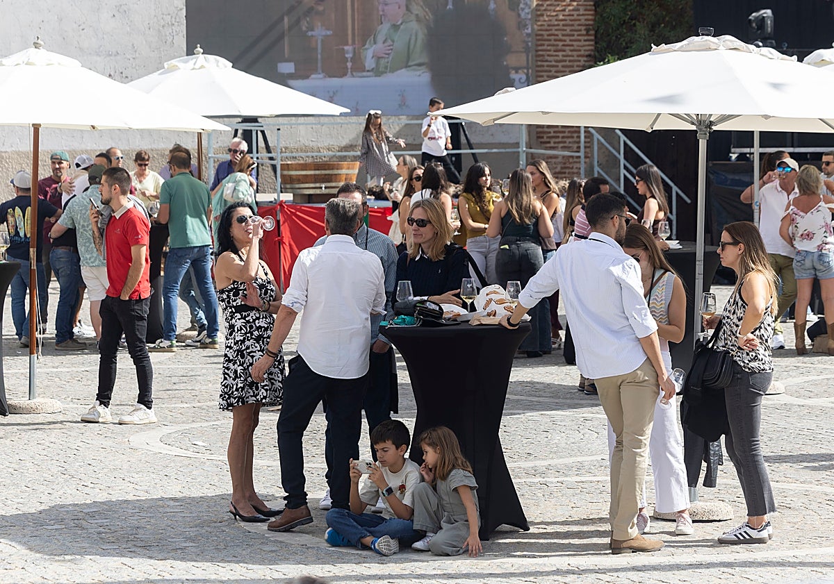 Imagen principal - Cientos de personas acudieron a la Feria del Vino de Rueda.