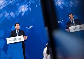 Alfonso Fernández Mañueco, durante su comparecencia ante los medios.