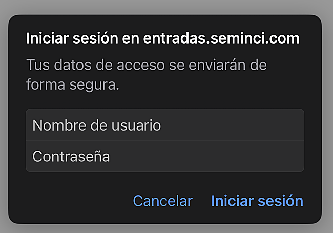 Mensaje que pedía ingresar un usuario y contraseña a los usuarios.