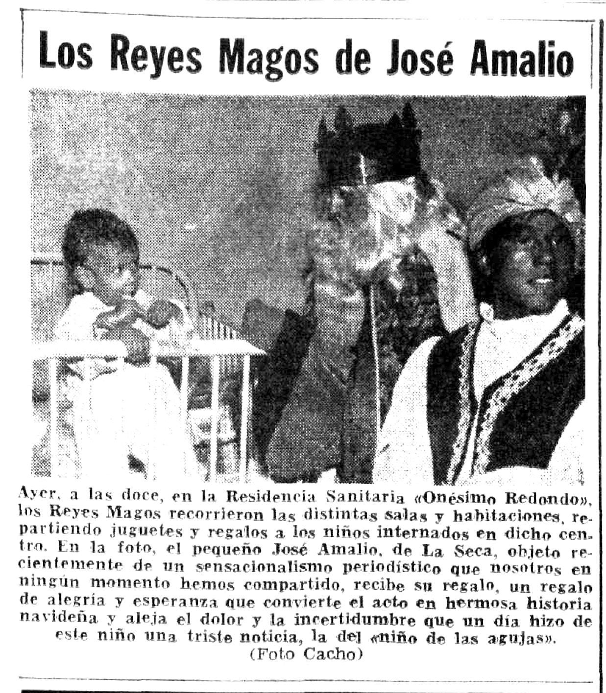 La información del 7 de enero de 1971 sobre la visita de los Reyes Magos a José Amalio.