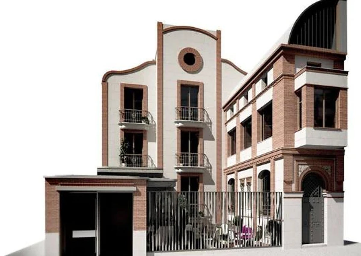 Imagen secundaria 1 - Arriba, el Palacio Butrón, sede definitiva de la Casa Delibes. Abajo, proyecto de rehabilitación de Villa Julia, que era la propuesta del Ayuntamiento en 2018, y patio del convento de Santa Catalina de Siena, que también se barajó como posibilidad.