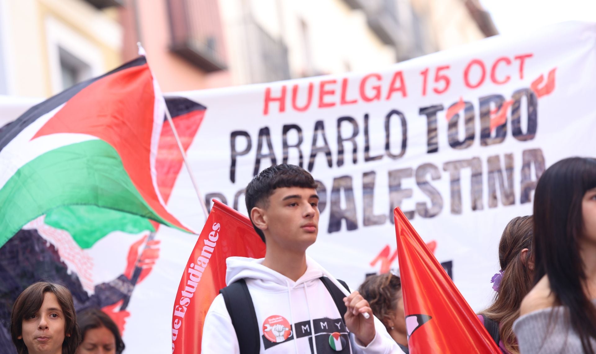 La manifestación del sindicato de estudiantes en apoyo a Palestina, en imágenes