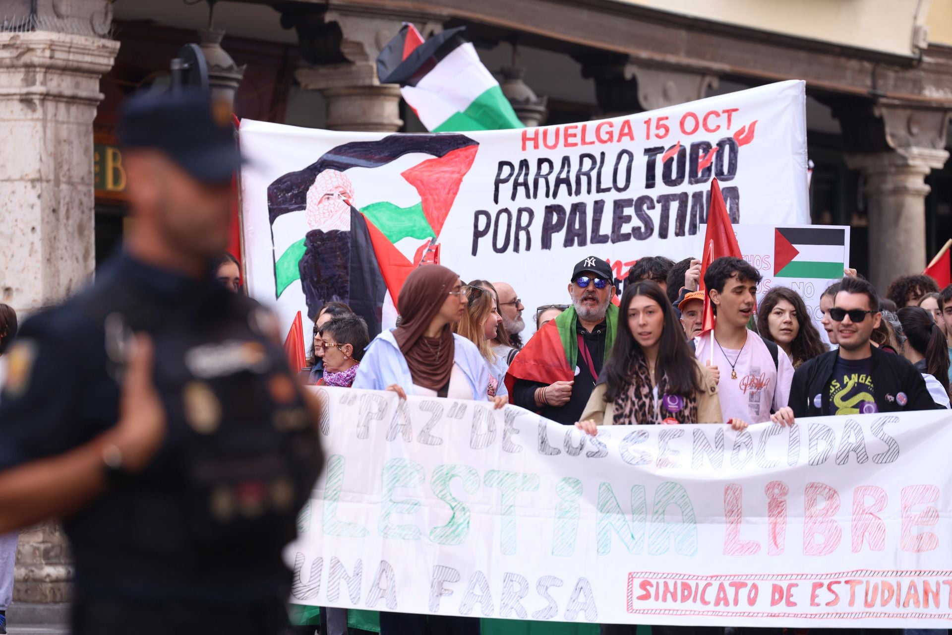 La manifestación del sindicato de estudiantes en apoyo a Palestina, en imágenes