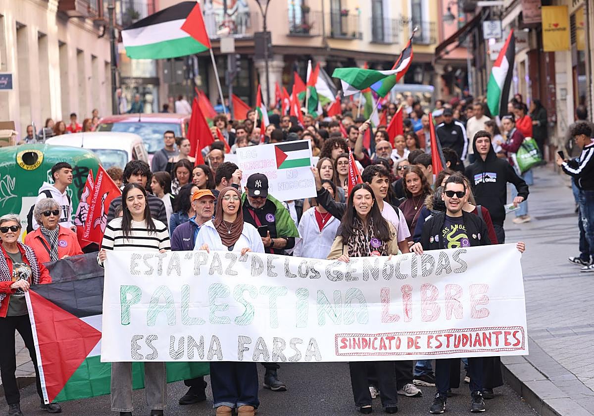 La manifestación del sindicato de estudiantes en apoyo a Palestina, en imágenes