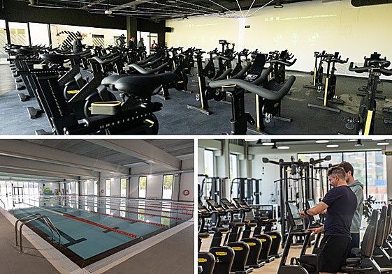 Sala para la práctica del 'spinning', piscina climatizada y gimnasio de las nuevas instalaciones de Viding.