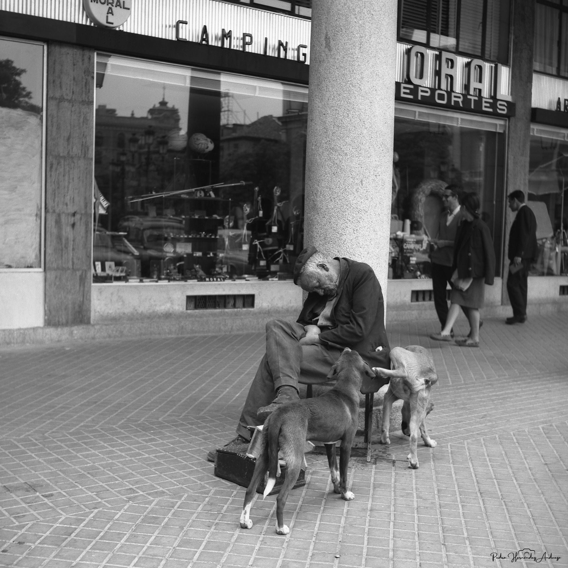 Imagen del limpiabotas en la Plaza Mayor de Valladolid que forma parte de la exposición.