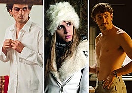 Fotogramas de 'Tres kilómetros al fin del mundo', 'Sedimentos' y 'All of Us Strangers', tres películas premiadas con la Espiga Arcoíris en Seminci.