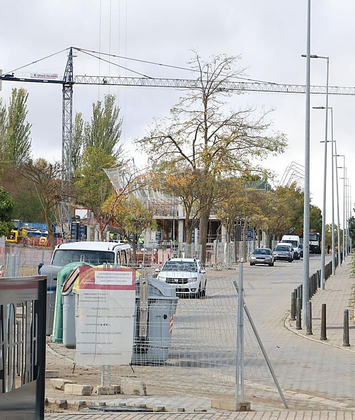 Imagen secundaria 2 - Imágenes de la obra en la calle Julio Senador Gómez.