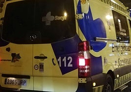 Una ambulancia durante una emergencia nocturna.