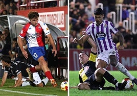A la izquierda, Chatún (Tordesillas); a la derecha, Marcos André (Real Valladolid), ambos en sus partidos de Copa.