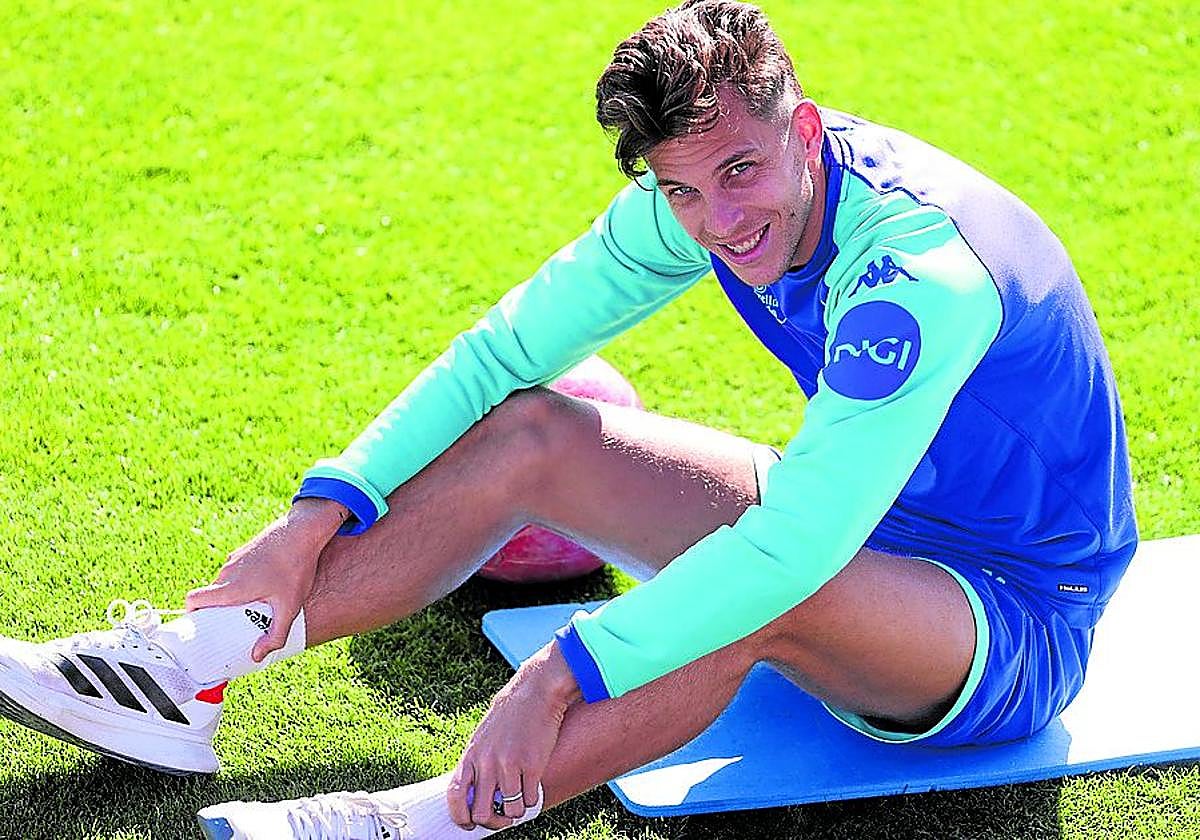 Iván Alejo, durante un entrenamiento en los Anexos esta semana.