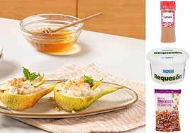 Pera rellena de requesón.