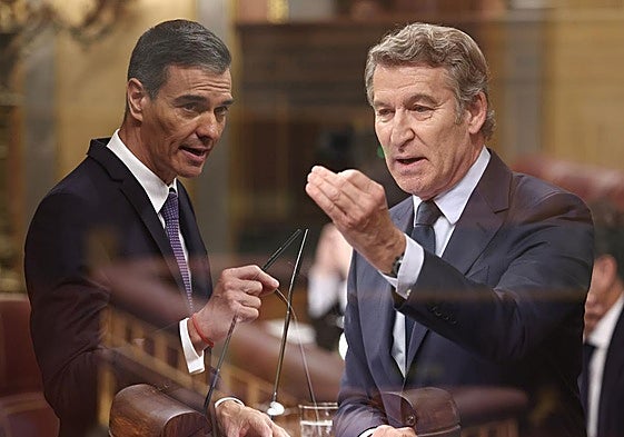 Sánchez y Feijóo en la sesión del Congreso del pasado miércoles.