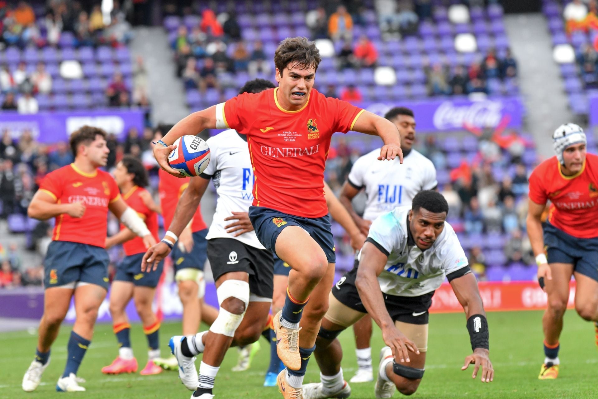 La selección española de rugby contra Fiyi en el José Zorrilla.