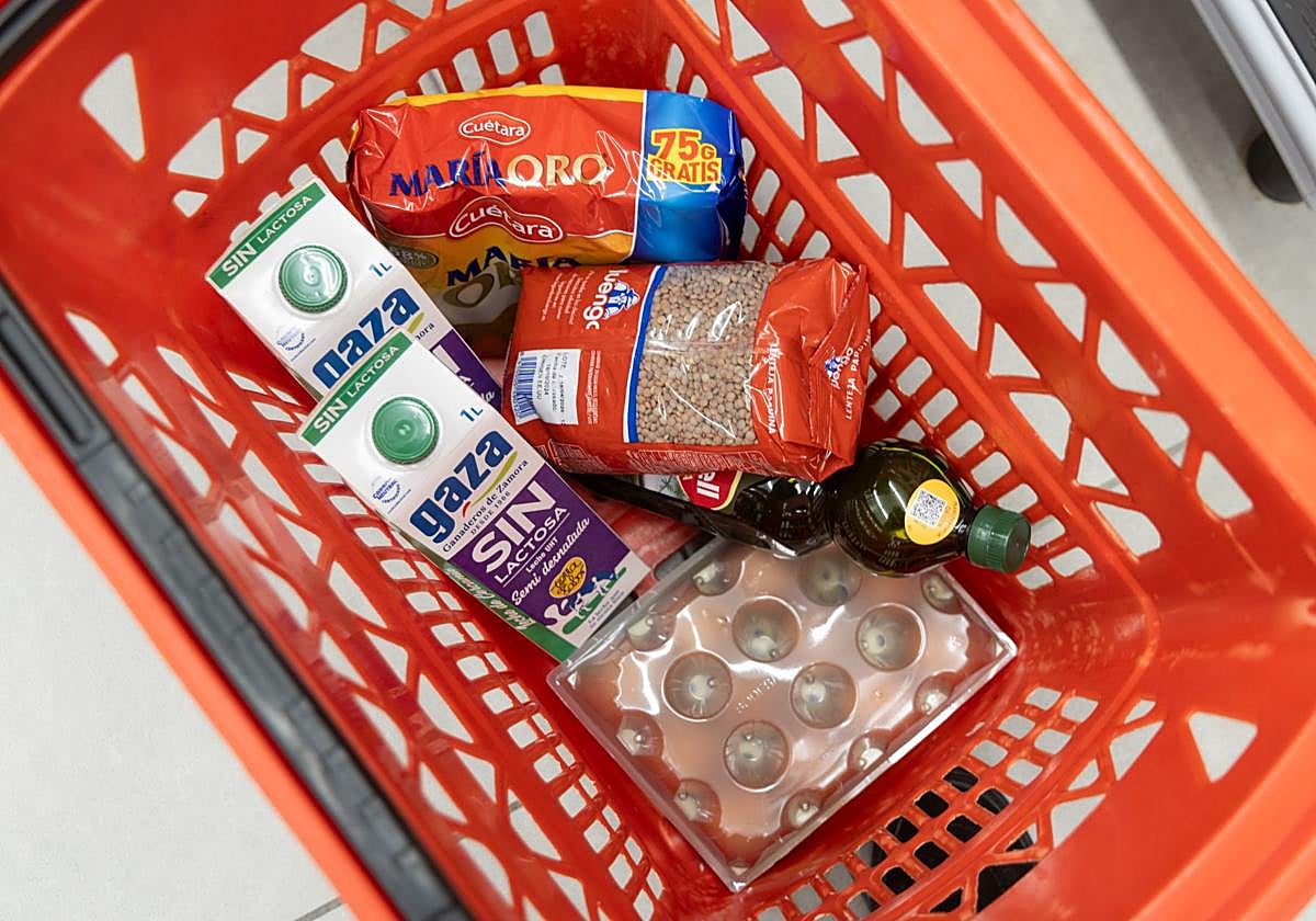 Una cesta de la compra en una imagen de archivo.