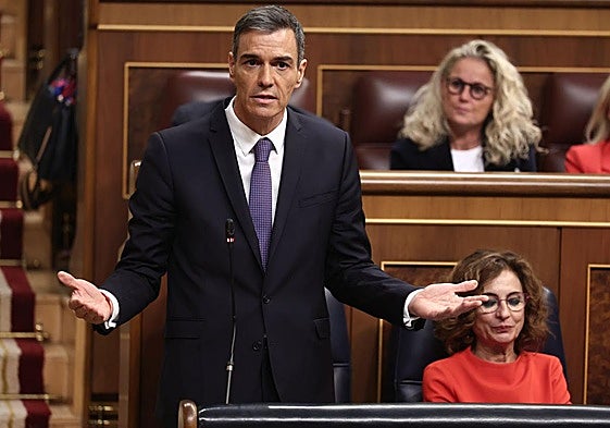Pedro Sánchez interviene durante una sesión de control al Gobierno, en el Congreso de los Diputados.
