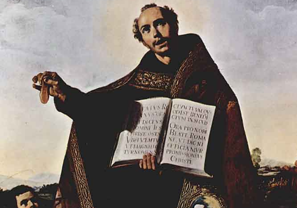 San Román de Antioquia con la lengua en la mano, una de las torturas a las que fue sometido durante su martirio.