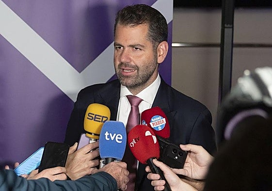 Gabriel Solares, copresidente del Real Valladolid, durante el acto del lunes de entrega de insignias a los abonados,