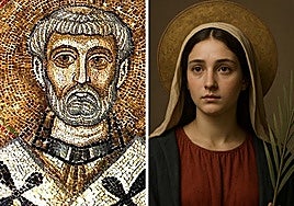 Representación de San Clemente de Roma y Santa Lucrecia de Mérida.