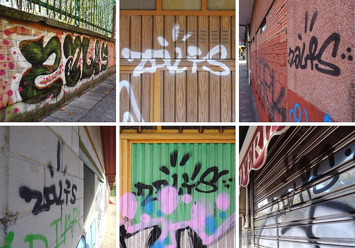 Algunas de las rúbricas de 'Zalis' diseminadas por las calles de La Rondilla.