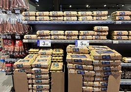 Precio de los huevos en un supermercado de Valladolid hace unos días.
