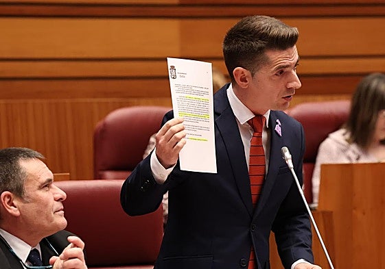 Sergio Iglesias, durante el pleno de las Cortes.