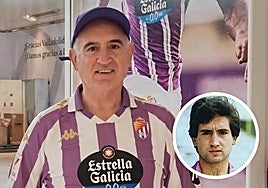 Pedro Pérez Duque, en una imagen actual y durante su etapa como futbolista del Real Valladolid.