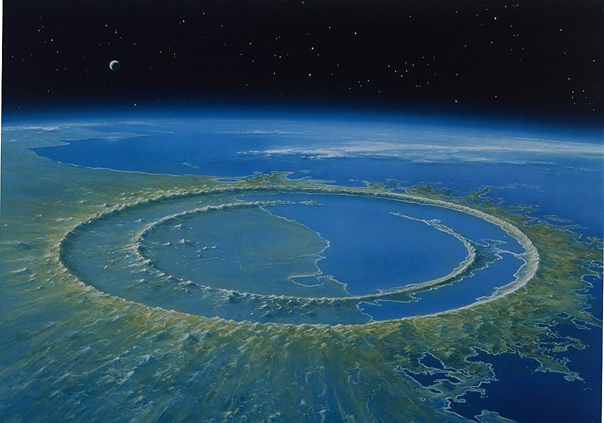Reproducción por ordenador del meteorito que cayó hace 65 millones de años en el golfo de México y destruyó el 70% de las formas de vida, entre ellas, la de los dinosaurios.
