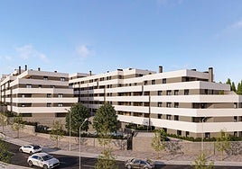 Recreación de la futura promoción Célere Neo, en la confluencia de las calles Martín Santos Romero y Morelia, en la ladera sur de Parquesol.