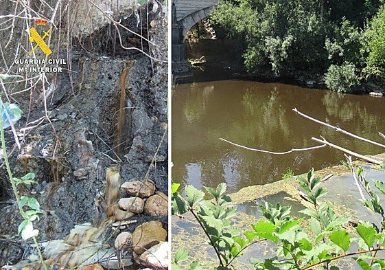 Imagen del vertido que se filtró en el río Bayas a su paso por Miranda de Ebro