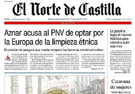 Aznar acusa al PNV de optar por la Europa de la limpieza étnica