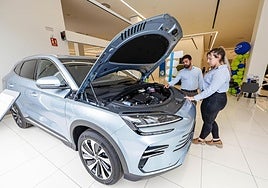 Una cliente en un concesionario que vende coches fabricados en China.