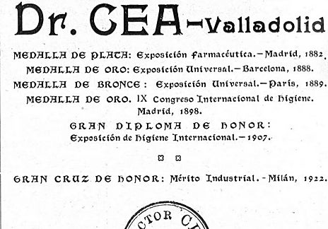 Imagen secundaria 1 - Arriba, libro de Urrutia publicado en 1906 en Valladolid. Abajo, publicidad de los Laboratorios del Doctor Cea y el pequeño Umbral en 1936.