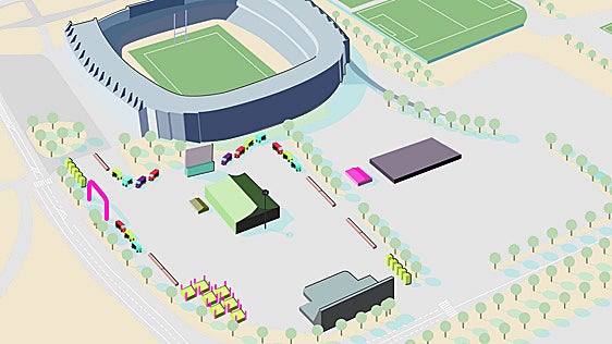 1.500 metros cuadrados en el parking de Zorrilla: así es la fan zone del campeonato de Rugby 7 en Valladolid