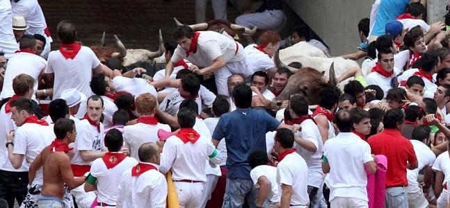 Momento del tapón a la entrada de la plaza./ Efe | Atlas