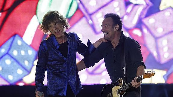 Mick Jagger y Bruce Springsteen. 