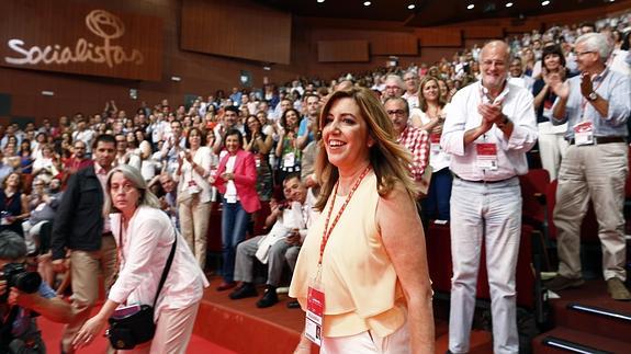 La secretaria general del PSOE andaluz, Susana Díaz, al inicio del Congreso. Óscar del Pozo